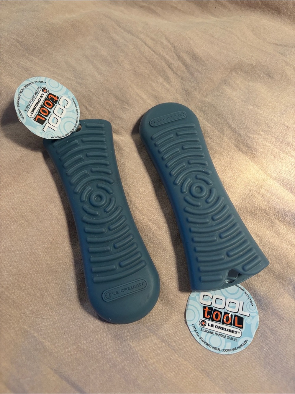 2 Le Creuset Blue Silicone Cool Tool Handle Sleeves